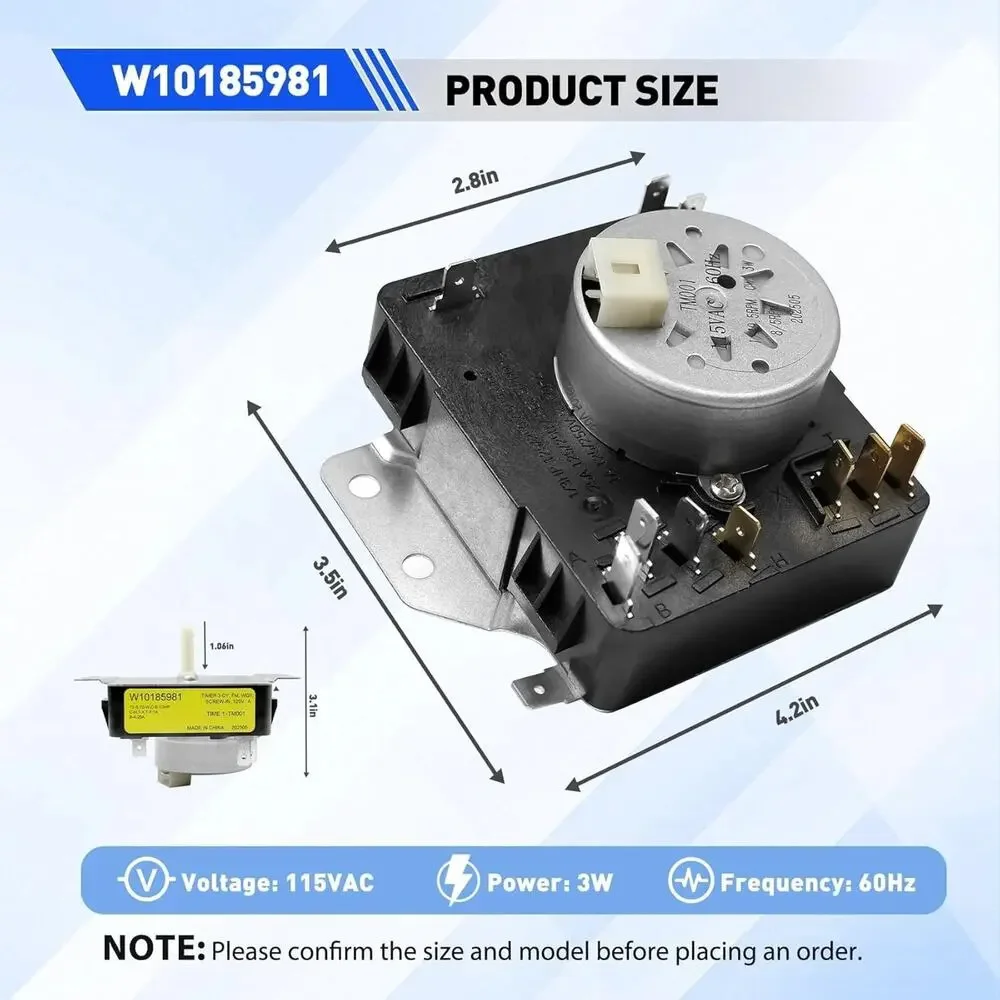 WPW10185981 Dryer Timer Control Whirlpool AP6016540 PS11749830 Maytag NWT